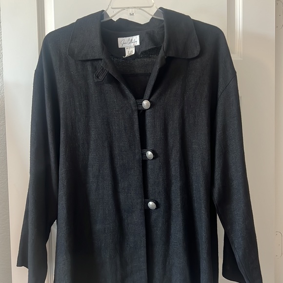 VTG 90s Joon Collection black  linen blend jacket size Large lagen look casual - Picture 13 of 13